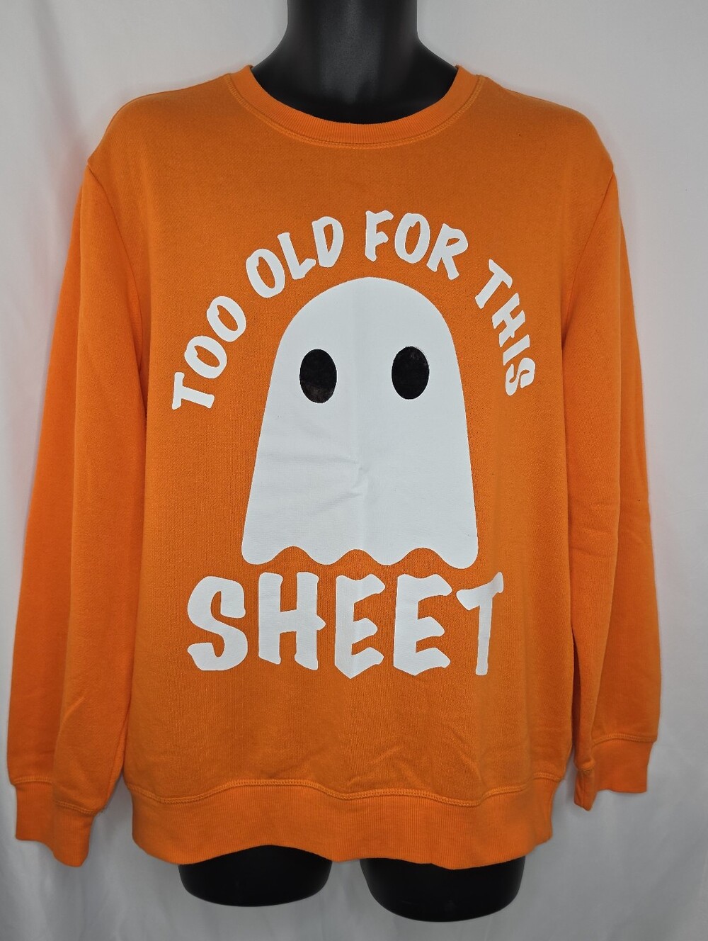 ADTN Men's Orange "Too Old For This Sheet" Graphic Sweatshirt Size Large 4010
